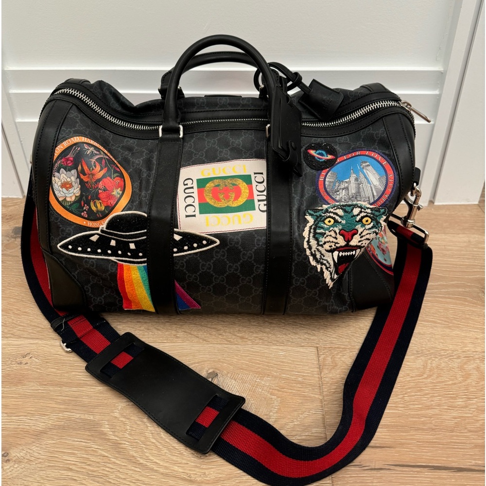 Gucci Black GG Supreme Canvas Night Courrier Carry-On Duffle